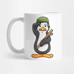 Penguin as soldier with helmet and military salute Mug